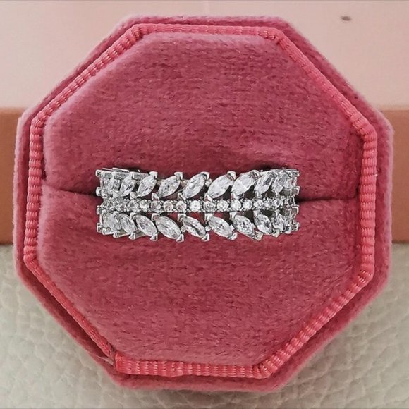 ETERNITY BAND DIAMOND CUT S925 STERLING SILVER RING, BEAUTIFUL RING, SHINY RING - Picture 3 of 5